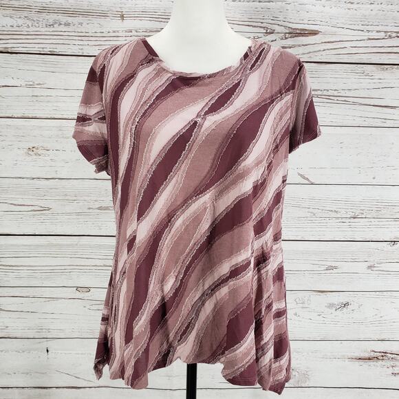 Simply Vera Verawang Women's Mauve Textured Asymmetrical Top Size Large - Picture 1 of 12